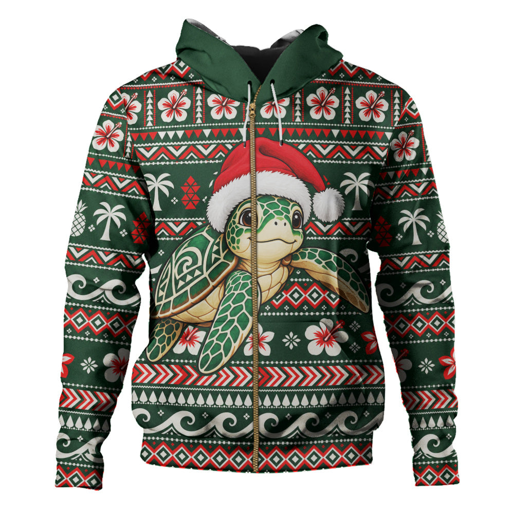 Hawaii Hoodie Santa Sea Turtle Polynesian Tribal Tropical Floral