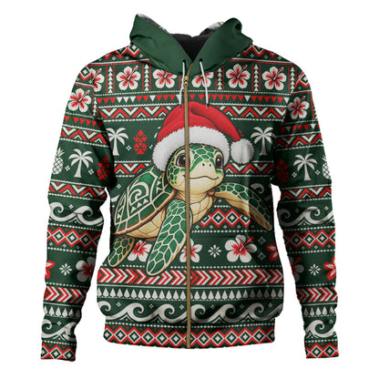 Hawaii Hoodie Santa Sea Turtle Polynesian Tribal Tropical Floral