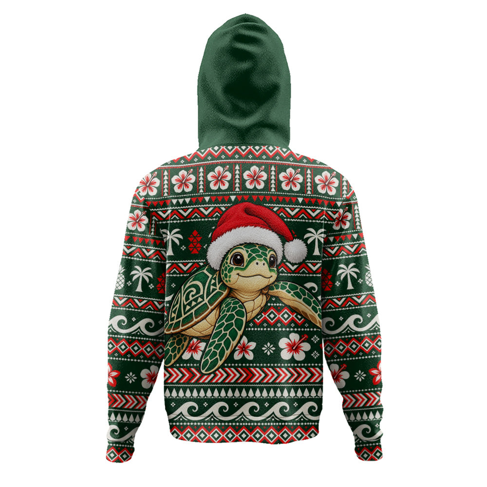 Hawaii Hoodie Santa Sea Turtle Polynesian Tribal Tropical Floral