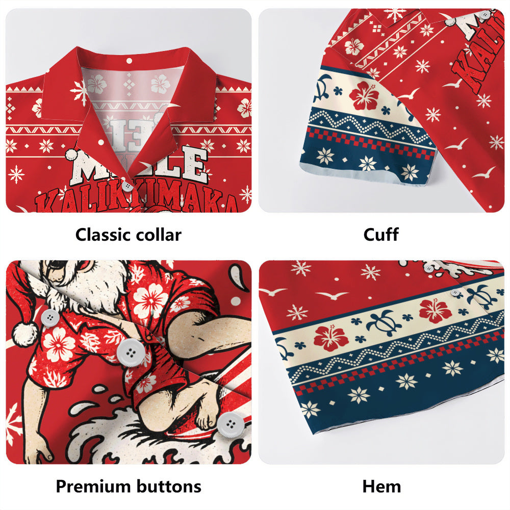 Hawaii Hawaiian Shirt Ugly Christmas Mele Kalikimaka Hawaiian Santa Surfing