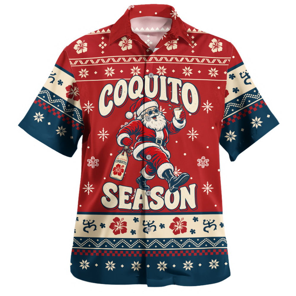 Puerto Rico Hawaiian Shirt Ugly Christmas Coquito Season Puerto Rico Santa
