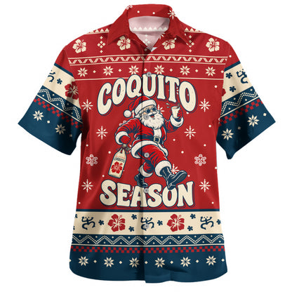 Puerto Rico Hawaiian Shirt Ugly Christmas Coquito Season Puerto Rico Santa