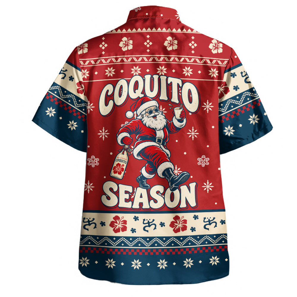 Puerto Rico Hawaiian Shirt Ugly Christmas Coquito Season Puerto Rico Santa