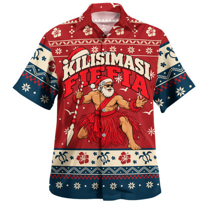 Tonga Hawaiian Shirt Ugly Christmas Kilisimasi Fiefia Tongan Warrior Santa