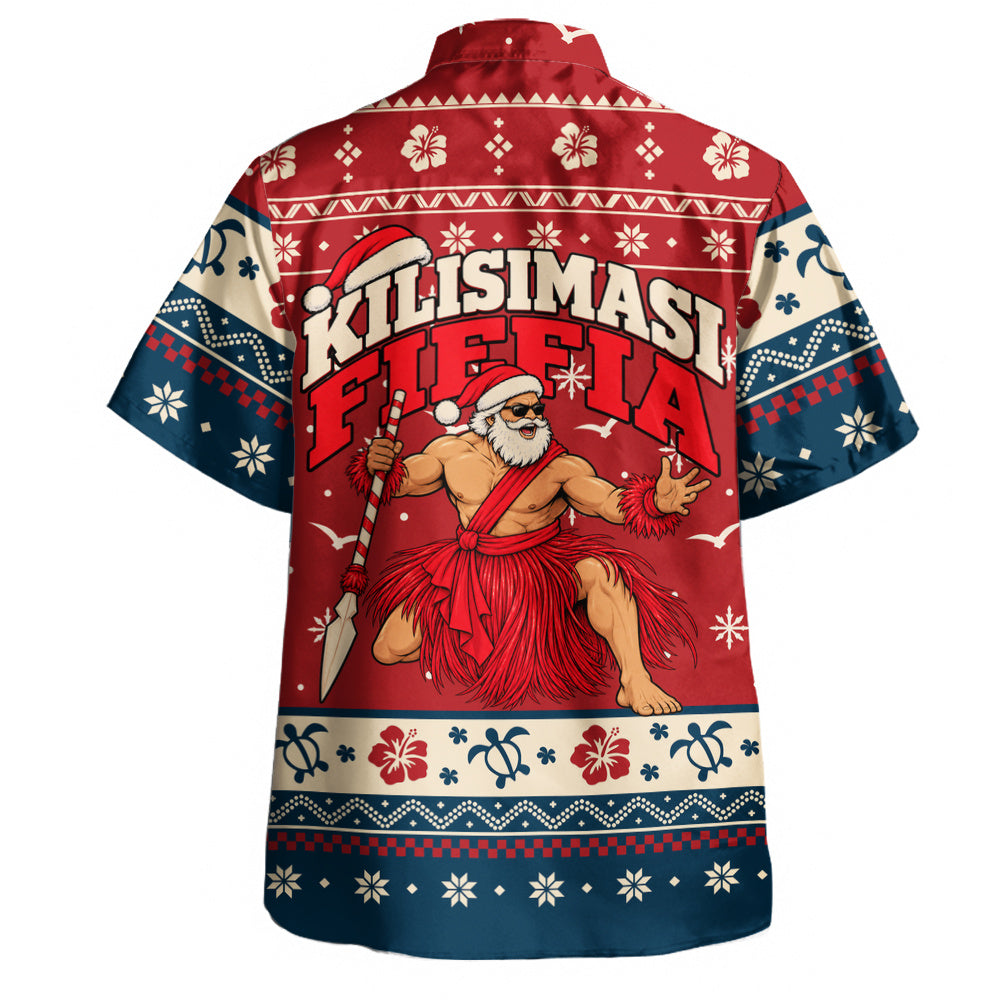 Tonga Hawaiian Shirt Ugly Christmas Kilisimasi Fiefia Tongan Warrior Santa