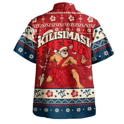 Tonga Hawaiian Shirt Ugly Christmas Kilisimasi Fiefia Tongan Warrior Santa