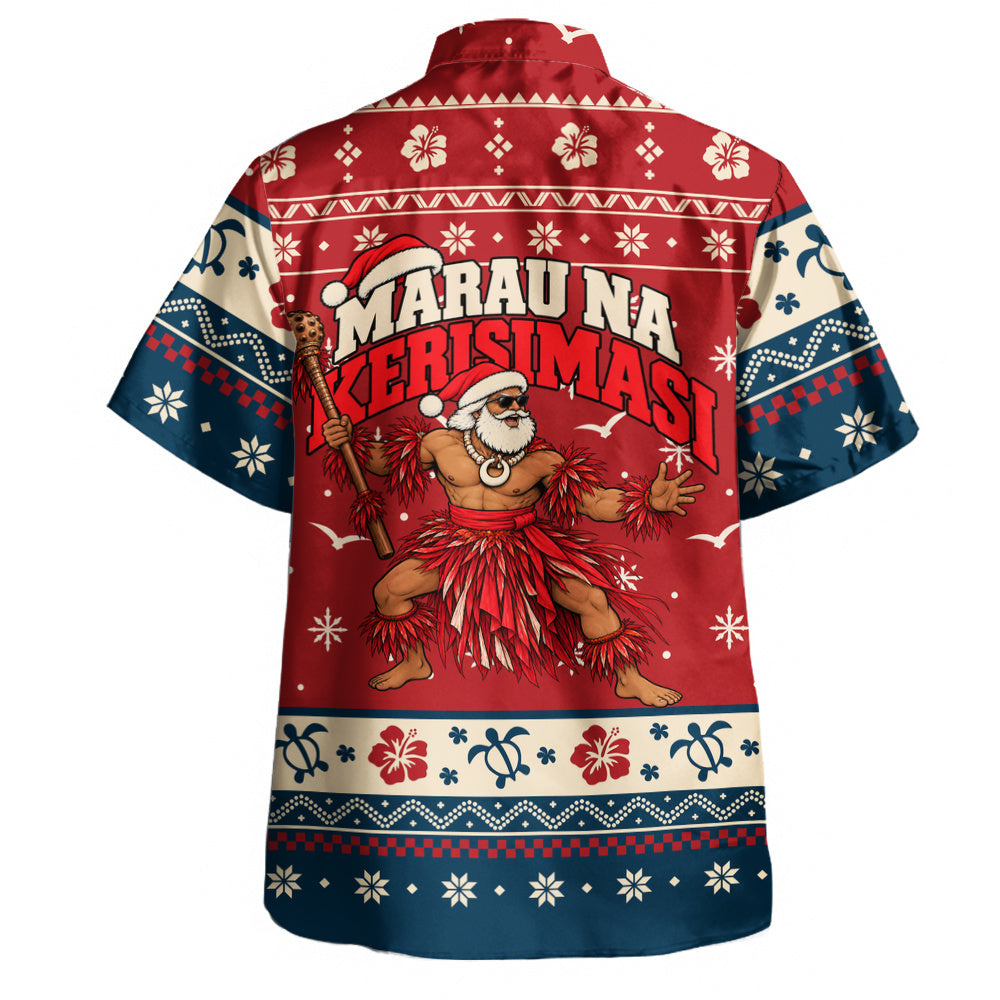 Fiji Hawaiian Shirt Ugly Christmas Marau na Kerisimasi Fijian Warrior Santa