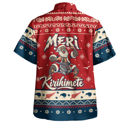 New Zealand Hawaiian Shirt Ugly Christmas Meri Kirihimete Maori Haka Santa