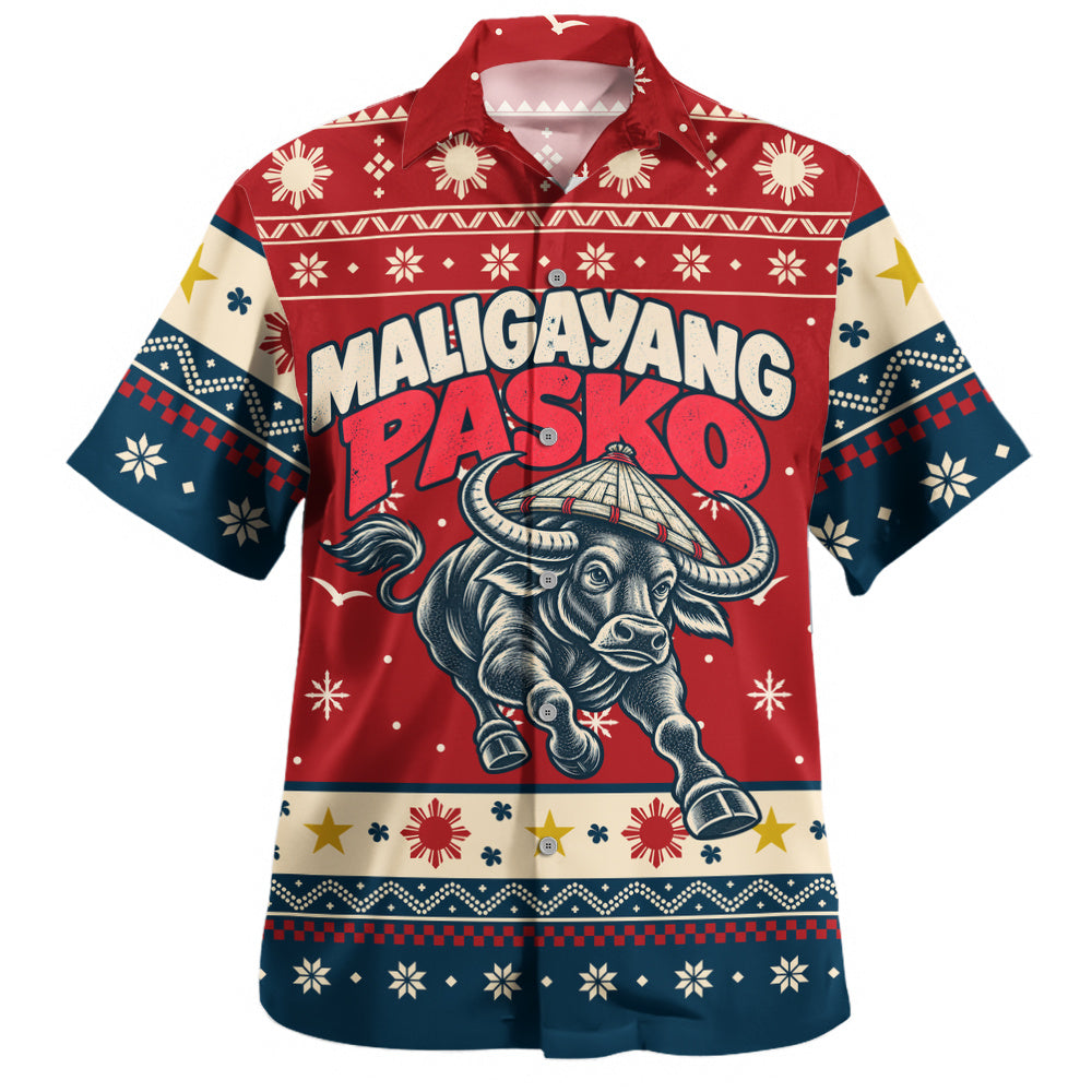 Philippines Filipinos Hawaiian Shirt Ugly Christmas Maligayang Pasko Filipino Carabao