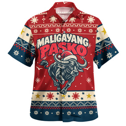 Philippines Filipinos Hawaiian Shirt Ugly Christmas Maligayang Pasko Filipino Santa Carabao