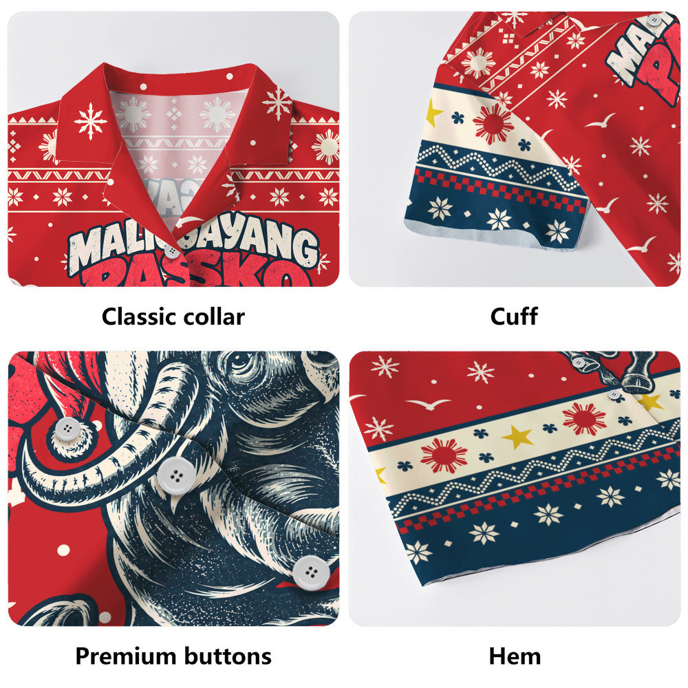 Philippines Filipinos Hawaiian Shirt Ugly Christmas Maligayang Pasko Filipino Santa Carabao