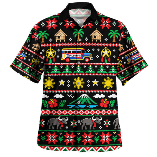 Philippines Filipinos Hawaiian Shirt Maligayang Pasko Pattern Style