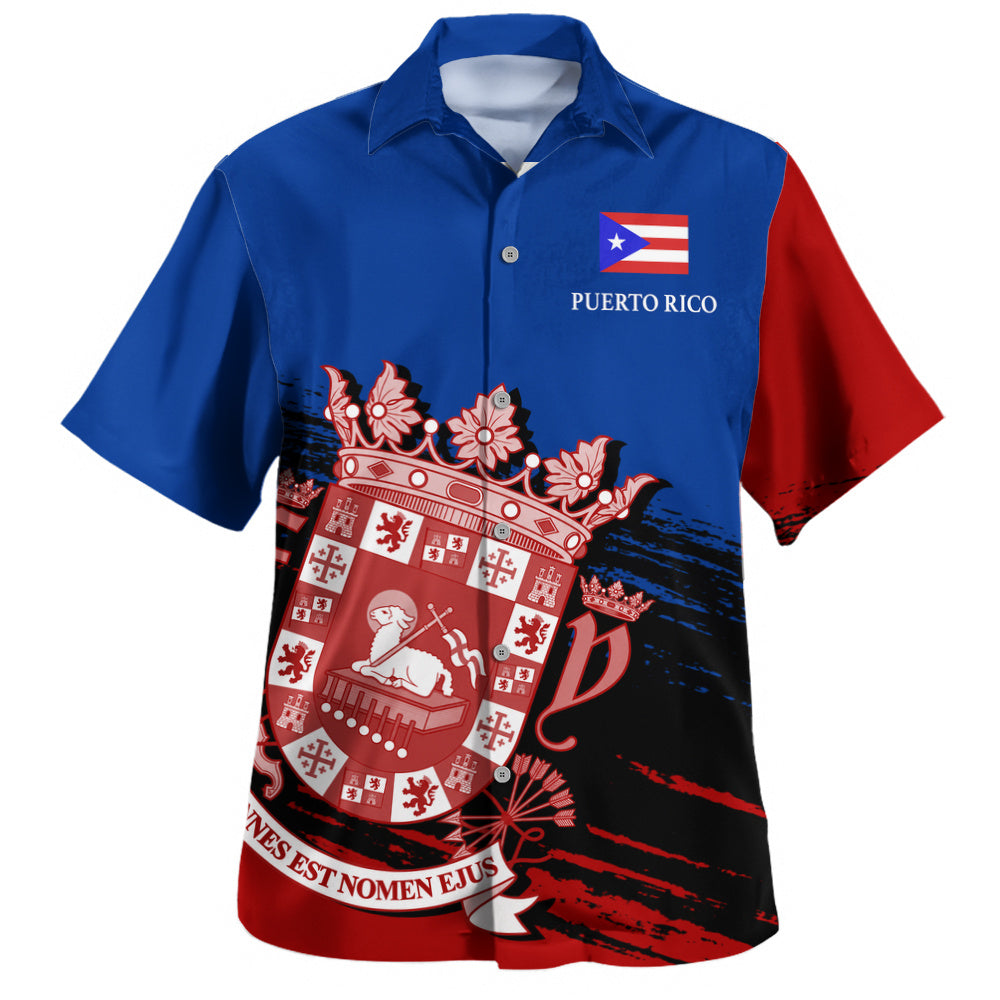 Puerto Rico Hawaiian Shirt Coat Of Arms Pride Style