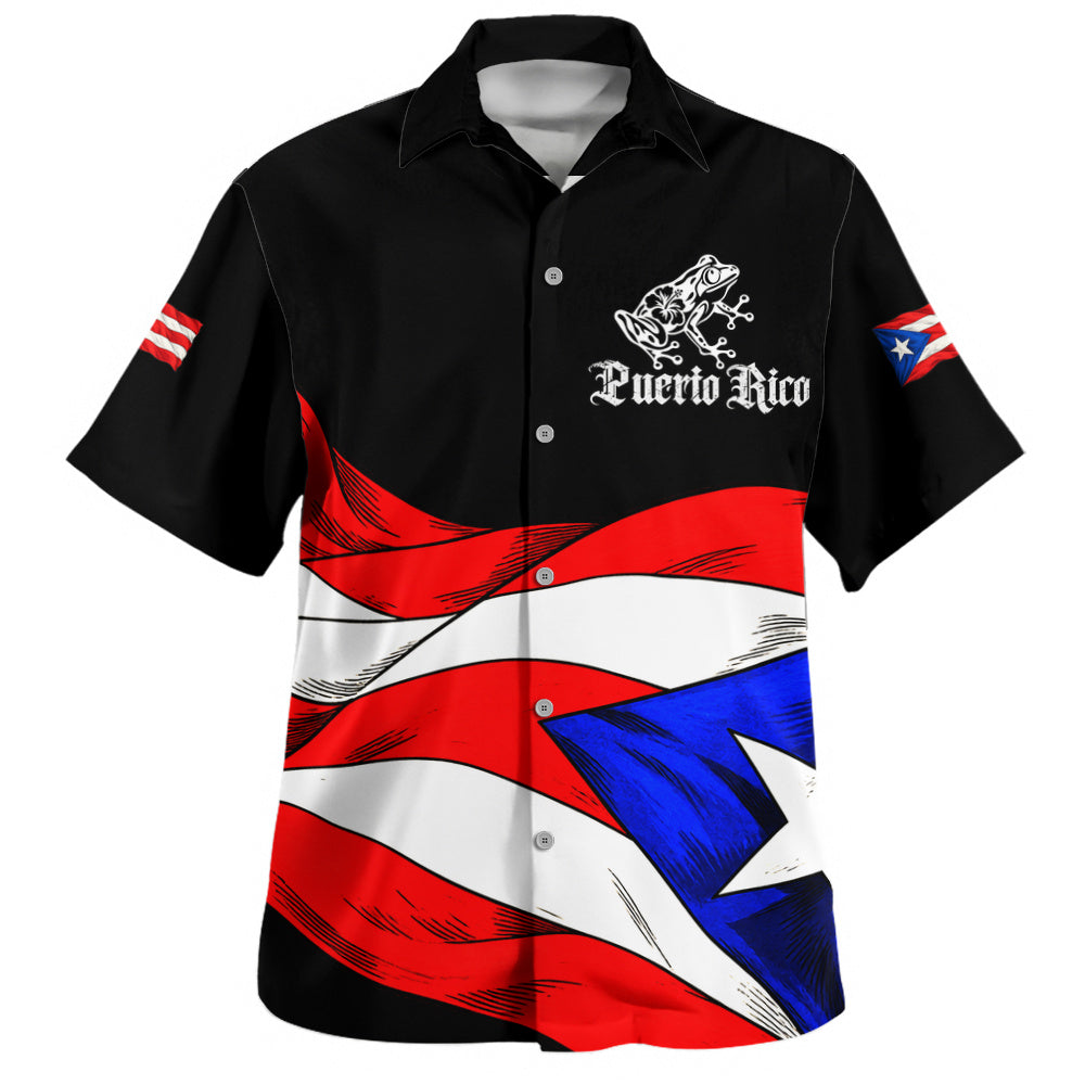 Puerto Rico Hawaiian Shirt Coqui Flag Boricua Heritage