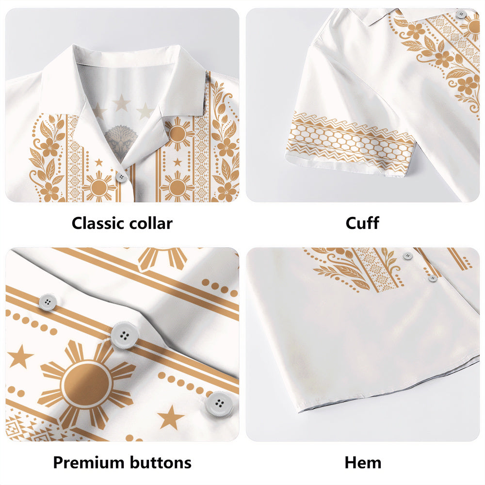 Philippines Filipinos Hawaiian Shirt Sampaguita With Eagle Sun Filipino Heritage