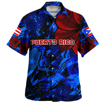 Puerto Rico Hawaiian Shirt Coqui Frog Flag Hibiscus Tropical Floral Pride