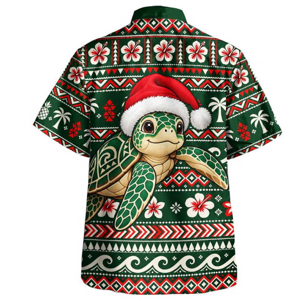 Hawaii Hawaiian Shirt Santa Sea Turtle Polynesian Tribal Tropical Floral