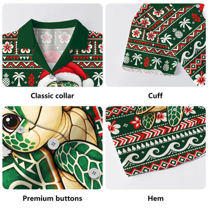 Hawaii Hawaiian Shirt Santa Sea Turtle Polynesian Tribal Tropical Floral