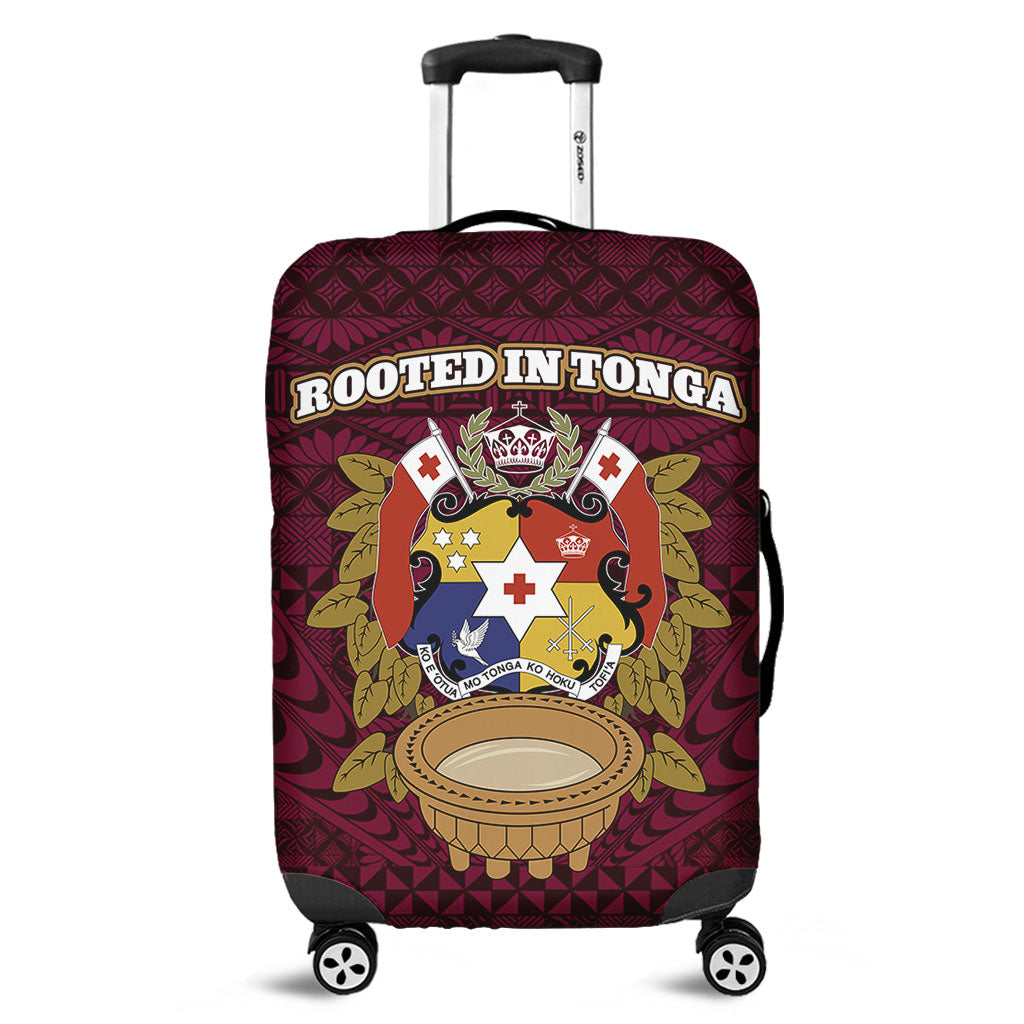 Tonga Luggage Cover Rooted In Tonga Coat Of Arms Kava Bowl Ngatu Style