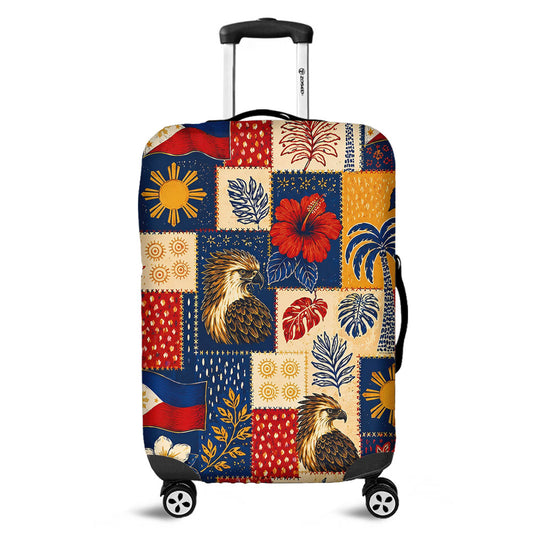 Philippines Filipinos Luggage Cover Eagle Sun Flag Tropical Floral Patchwork Style