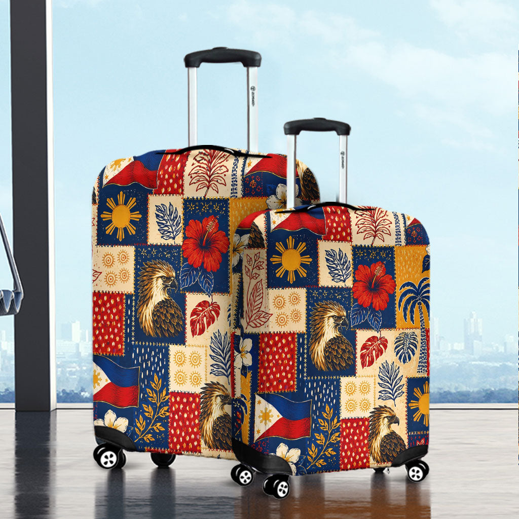 Philippines Filipinos Luggage Cover Eagle Sun Flag Tropical Floral Patchwork Style