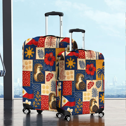 Philippines Filipinos Luggage Cover Eagle Sun Flag Tropical Floral Patchwork Style