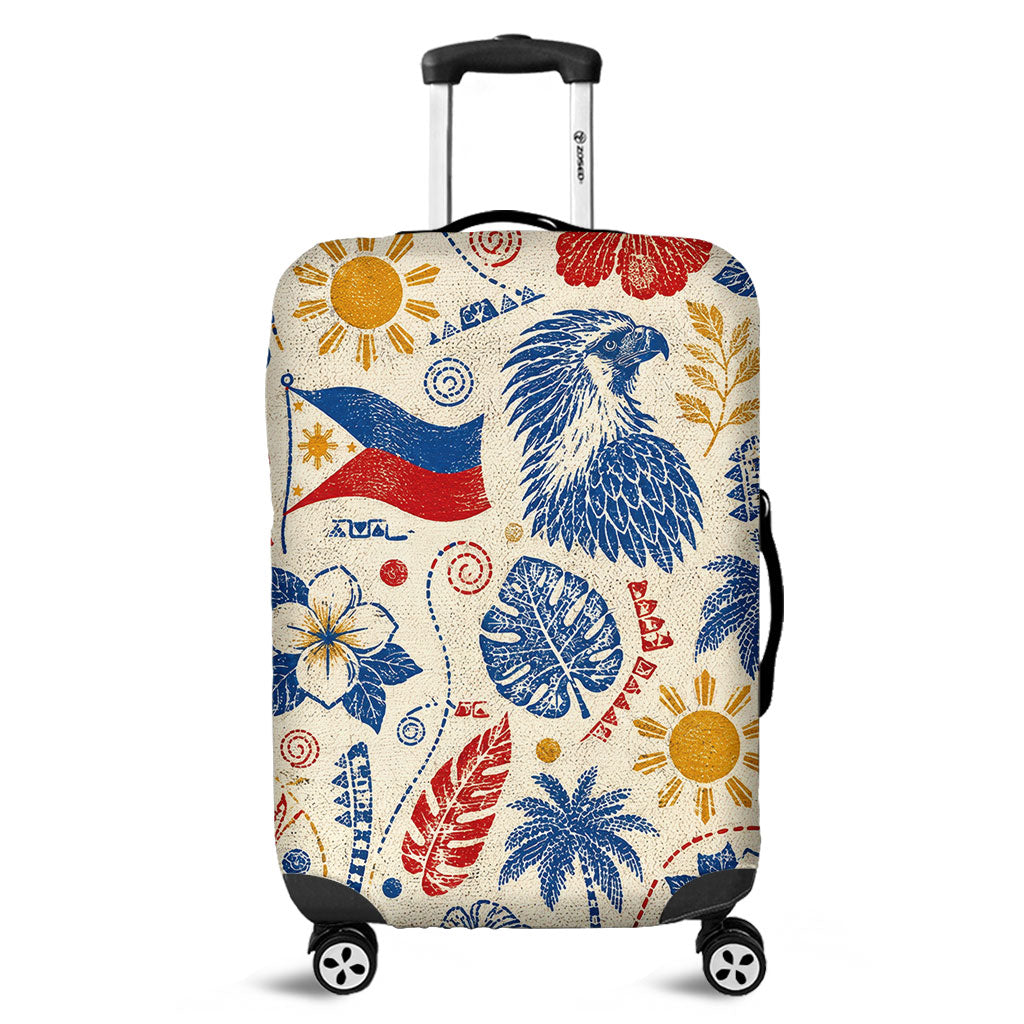 Philippines Filipinos Luggage Cover Eagle Sun Flag Tropical Floral Vintage Stamp Style
