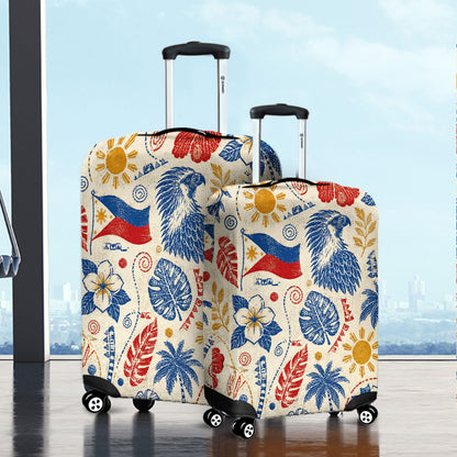 Philippines Filipinos Luggage Cover Eagle Sun Flag Tropical Floral Vintage Stamp Style