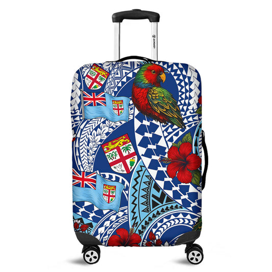 Fiji Luggage Cover Kula Parrot Flag Hibiscus Tribal Style
