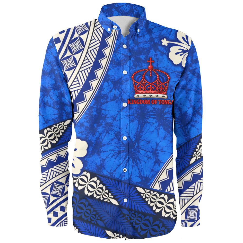 Tonga Long Sleeve Shirt Kingdom Crown Polynesian Floral Pride