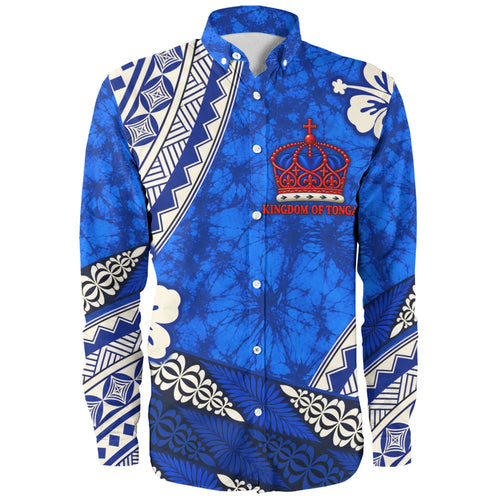 Tonga Long Sleeve Shirt Kingdom Crown Polynesian Floral Pride