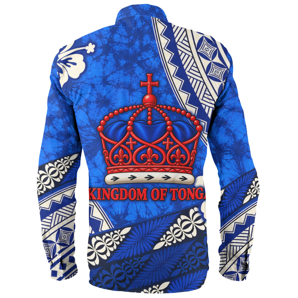 Tonga Long Sleeve Shirt Kingdom Crown Polynesian Floral Pride