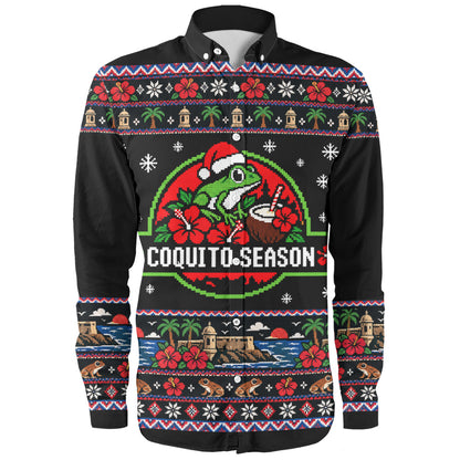 Puerto Rico Long Sleeve Shirt Coquito Season Puerto Rico Christmas Ugly Style