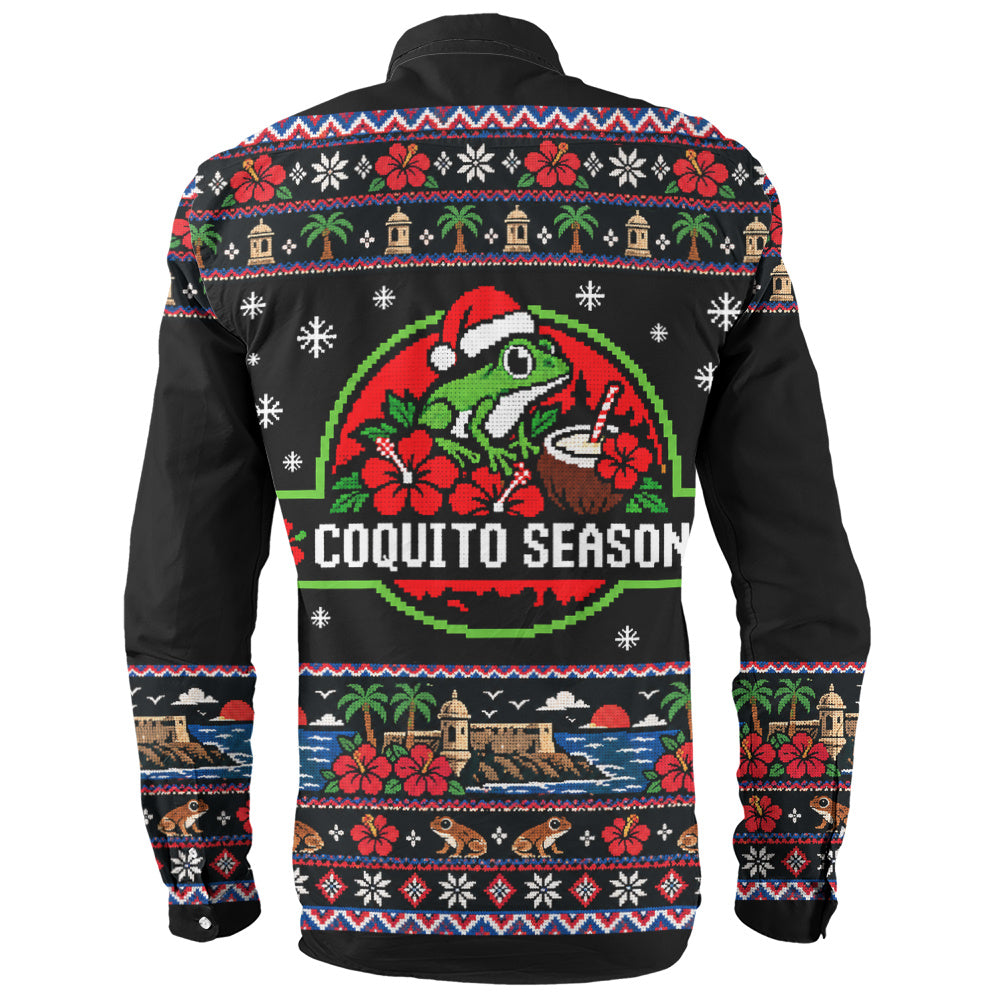Puerto Rico Long Sleeve Shirt Coquito Season Puerto Rico Christmas Ugly Style