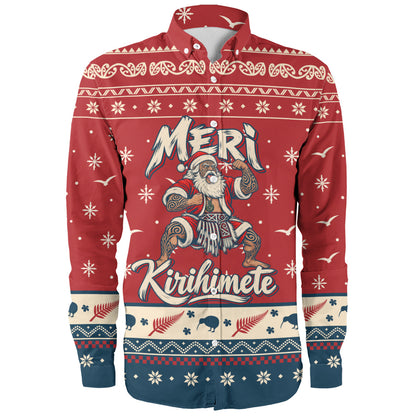 New Zealand Long Sleeve Shirt Ugly Christmas Meri Kirihimete Maori Haka Santa