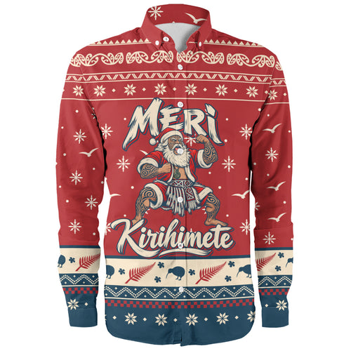 New Zealand Long Sleeve Shirt Ugly Christmas Meri Kirihimete Maori Haka Santa
