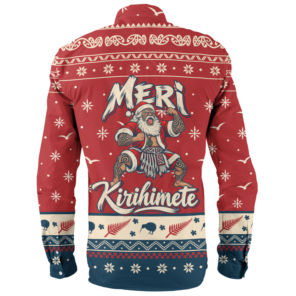 New Zealand Long Sleeve Shirt Ugly Christmas Meri Kirihimete Maori Haka Santa