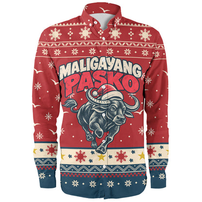 Philippines Filipinos Long Sleeve Shirt Ugly Christmas Maligayang Pasko Filipino Santa Carabao