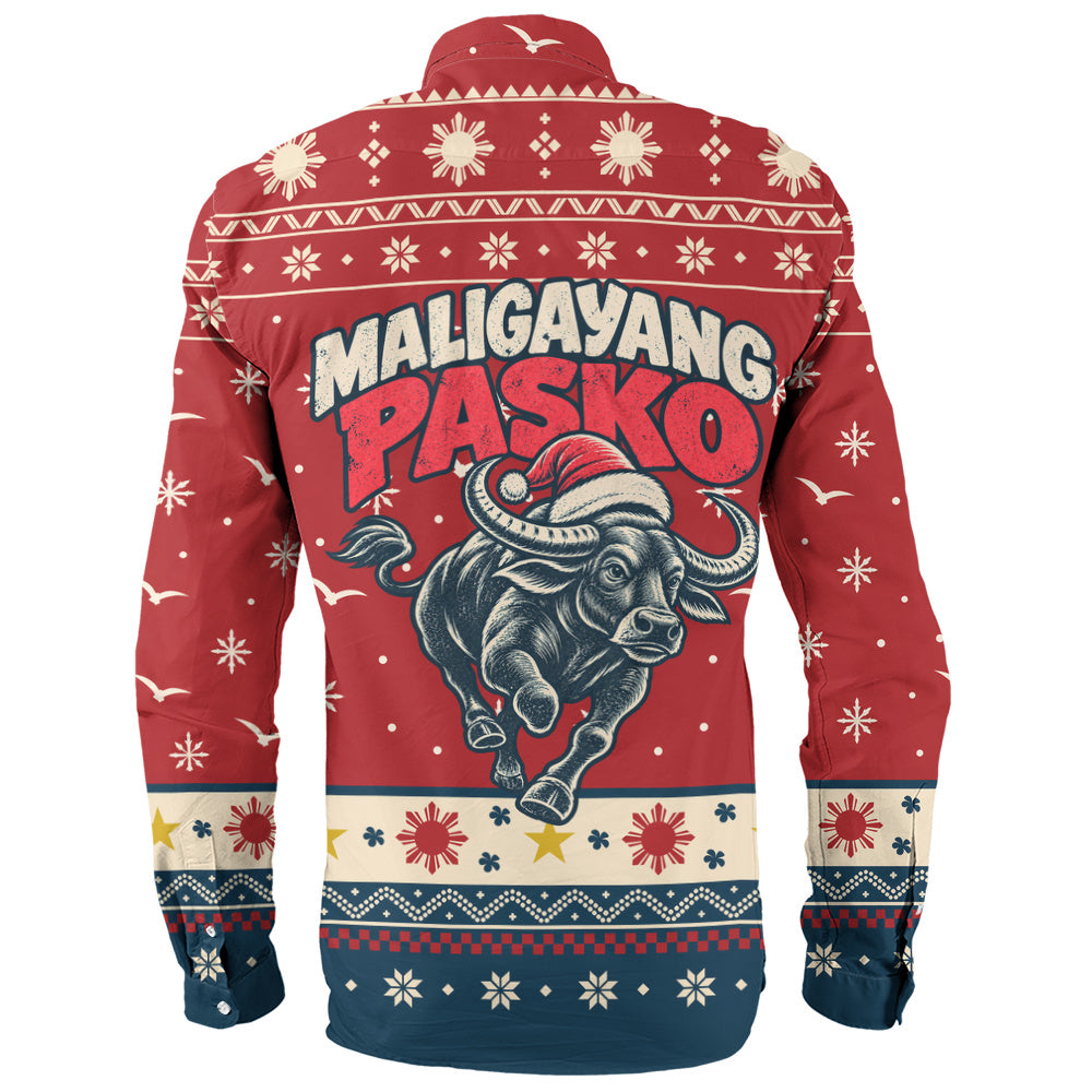 Philippines Filipinos Long Sleeve Shirt Ugly Christmas Maligayang Pasko Filipino Santa Carabao