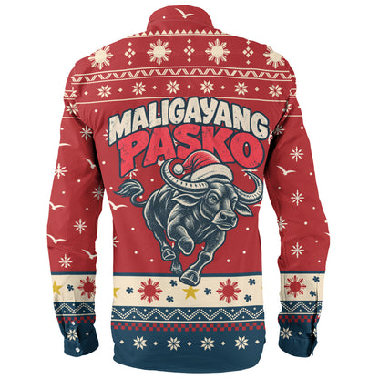 Philippines Filipinos Long Sleeve Shirt Ugly Christmas Maligayang Pasko Filipino Santa Carabao