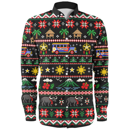 Philippines Filipinos Long Sleeve Shirt Maligayang Pasko Pattern Style