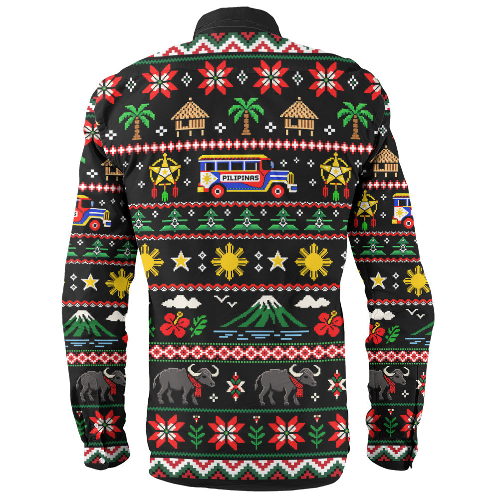 Philippines Filipinos Long Sleeve Shirt Maligayang Pasko Pattern Style