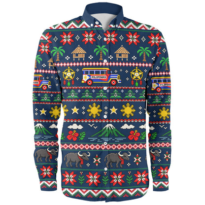 Philippines Filipinos Long Sleeve Shirt Maligayang Pasko Pattern Style