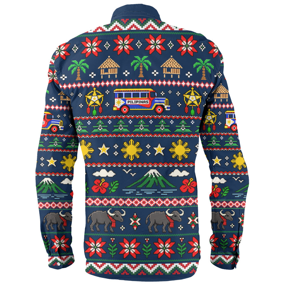 Philippines Filipinos Long Sleeve Shirt Maligayang Pasko Pattern Style