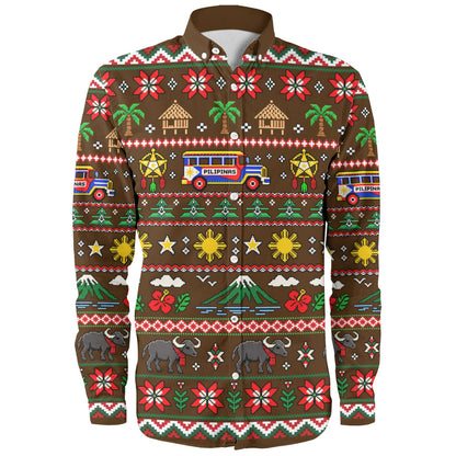 Philippines Filipinos Long Sleeve Shirt Maligayang Pasko Pattern Style