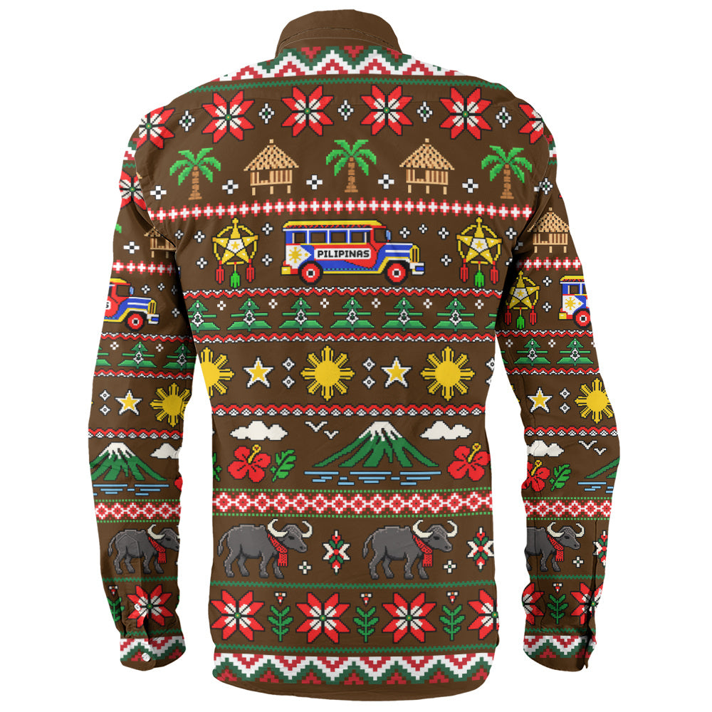 Philippines Filipinos Long Sleeve Shirt Maligayang Pasko Pattern Style