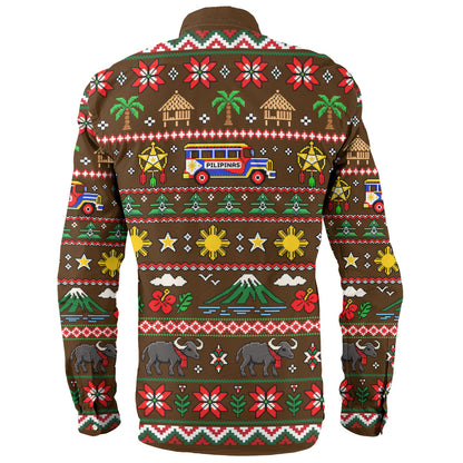 Philippines Filipinos Long Sleeve Shirt Maligayang Pasko Pattern Style