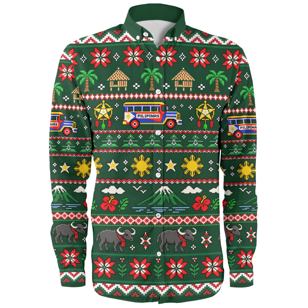 Philippines Filipinos Long Sleeve Shirt Maligayang Pasko Pattern Style
