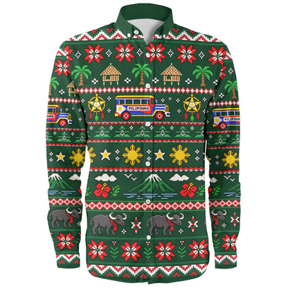 Philippines Filipinos Long Sleeve Shirt Maligayang Pasko Pattern Style