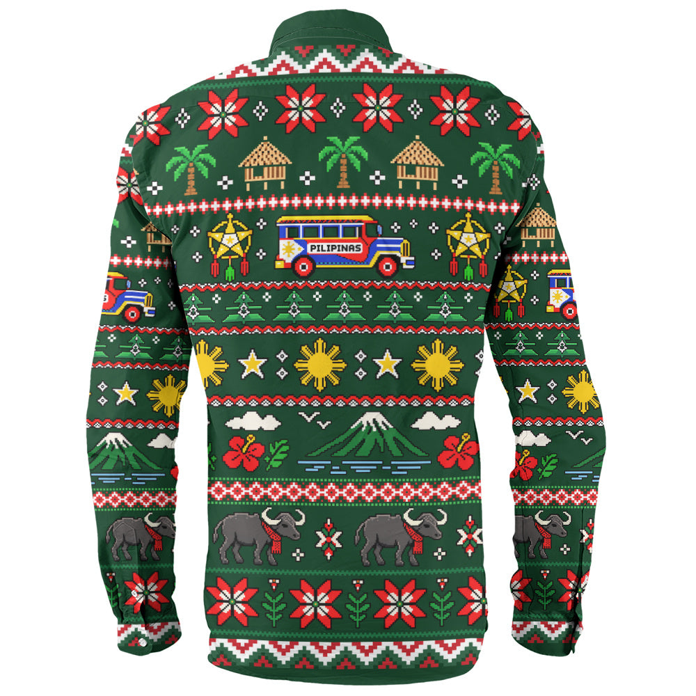 Philippines Filipinos Long Sleeve Shirt Maligayang Pasko Pattern Style